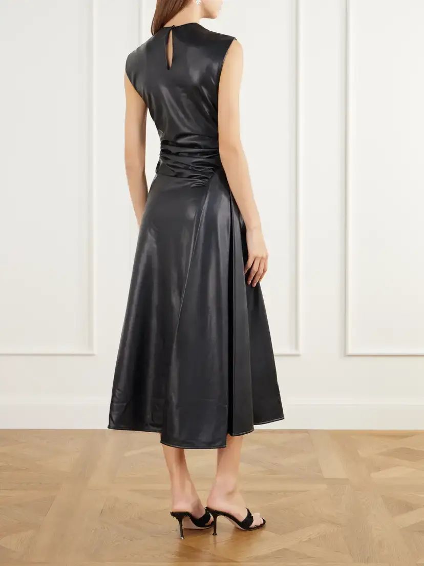 Simkhai Burke Draped Glossed Midi Dress | Thumbnail 3 Simkhai Burke Draped Glossed Midi Dress | Thumbnail 3