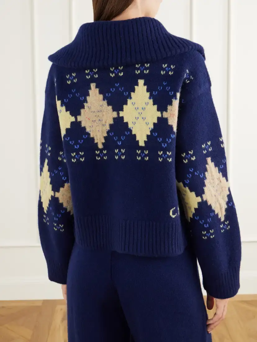 Calle Del Mar Argyle Intarsia-knit Cashmere Cardigan | Thumbnail 4 Calle Del Mar Argyle Intarsia-knit Cashmere Cardigan | Thumbnail 4