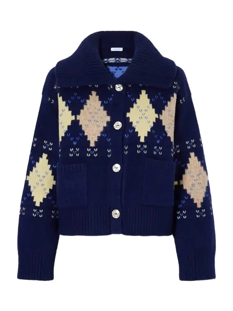 Argyle Intarsia-knit Cashmere Cardigan