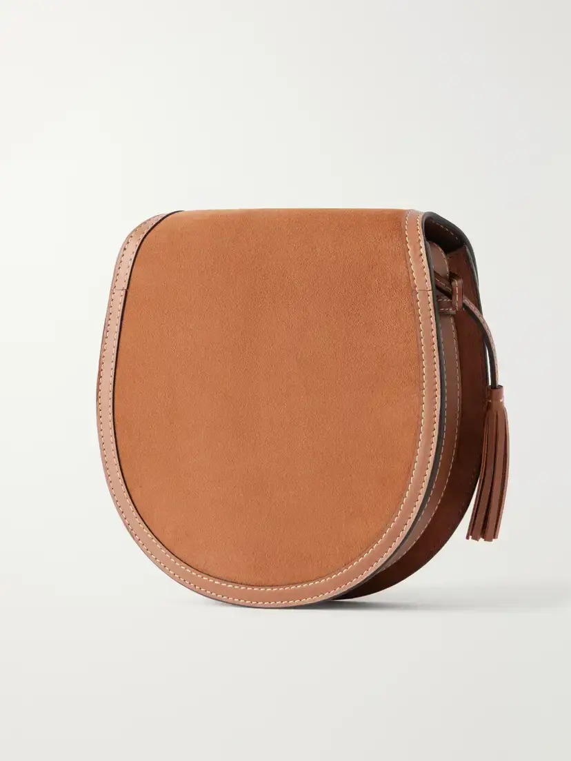 Hunting Season The Small Saddle Tasseled Leather-trimmed Suede Shoulder Bag | Thumbnail 4