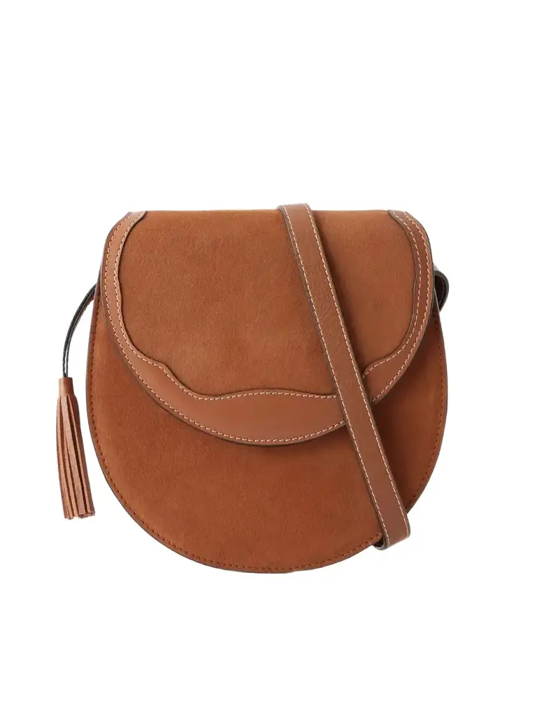 Hunting Season The Small Saddle Tasseled Leather-trimmed Suede Shoulder Bag