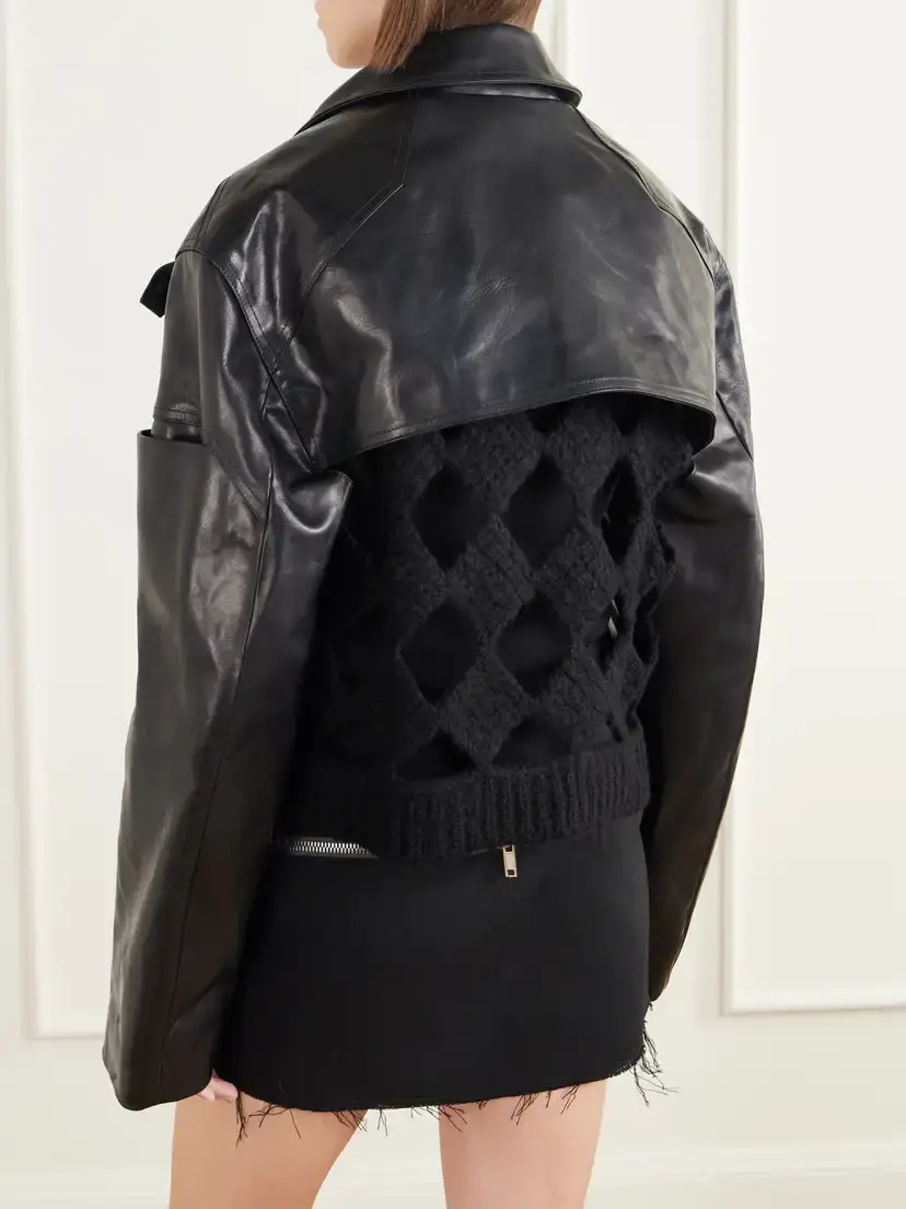 Rick Owens Funnel-neck Paneled Leather Bolero | Thumbnail 4 Rick Owens Funnel-neck Paneled Leather Bolero | Thumbnail 4