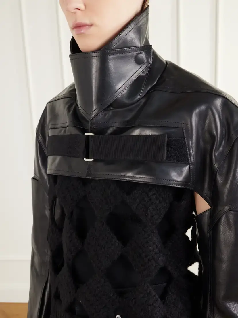 Rick Owens Funnel-neck Paneled Leather Bolero | Thumbnail 5 Rick Owens Funnel-neck Paneled Leather Bolero | Thumbnail 5