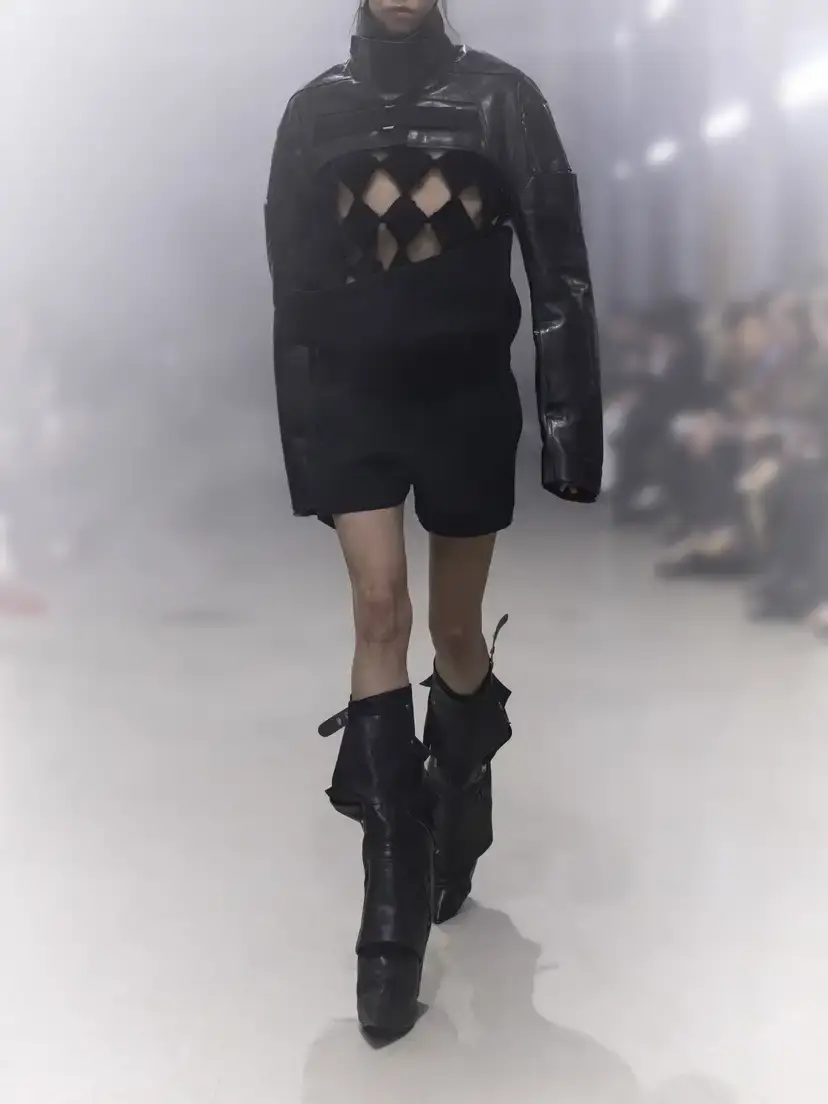 Rick Owens Funnel-neck Paneled Leather Bolero | Thumbnail 6 Rick Owens Funnel-neck Paneled Leather Bolero | Thumbnail 6