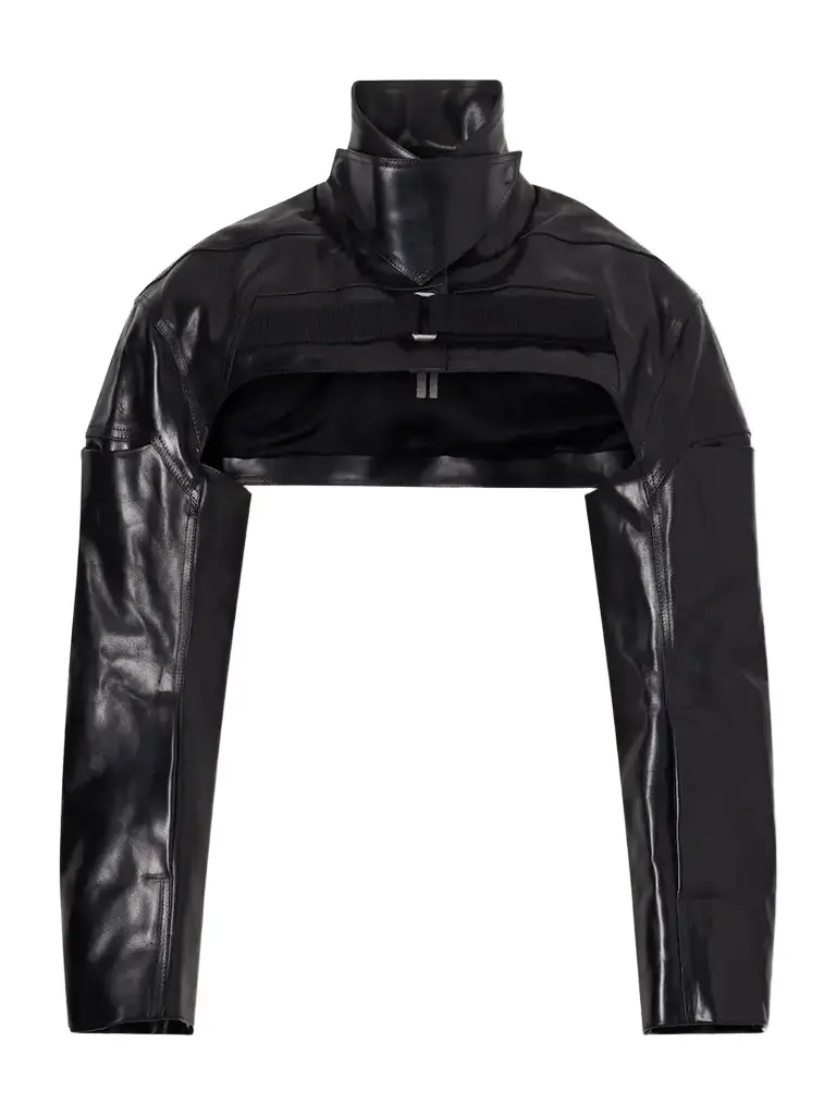 Rick Owens Funnel-neck Paneled Leather Bolero