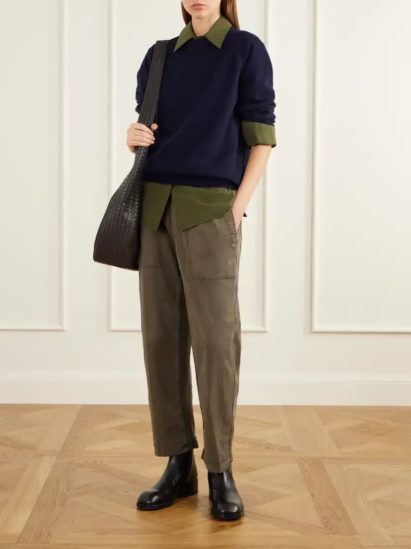 James Perse Rib-trimmed Cotton-twill Tapered Pants | Thumbnail 2 James Perse Rib-trimmed Cotton-twill Tapered Pants | Thumbnail 2