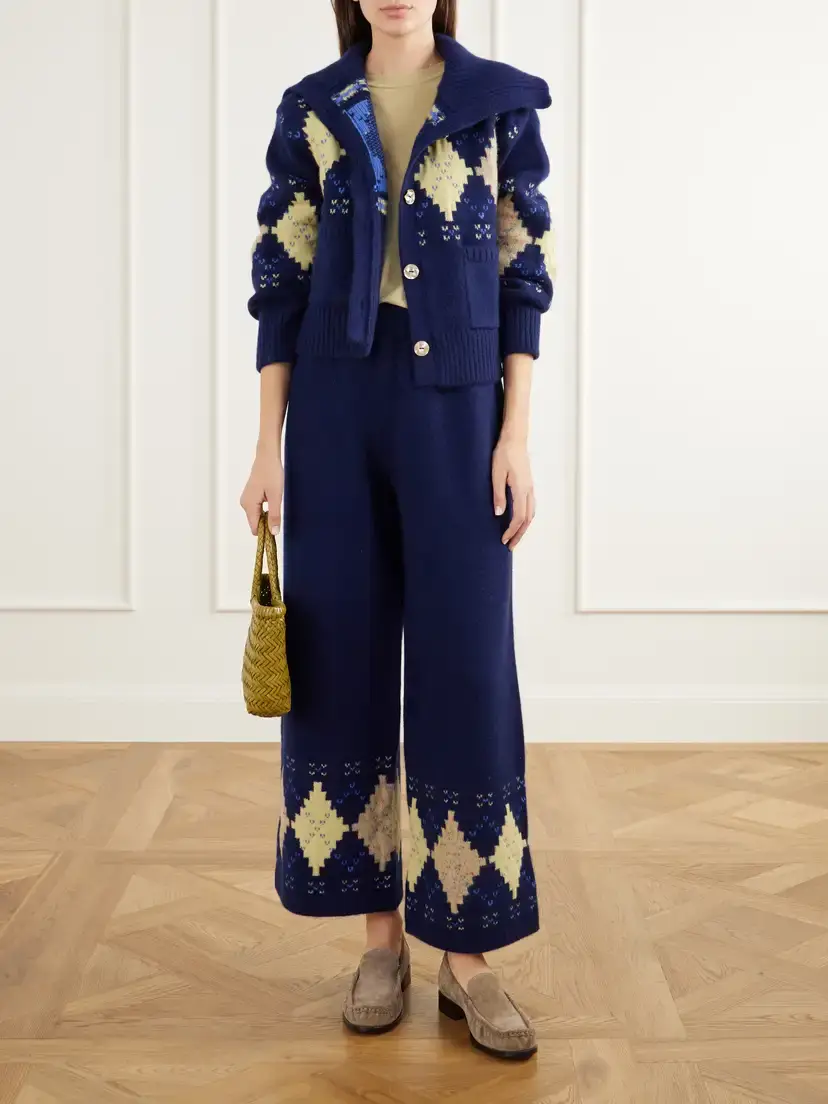 Calle Del Mar Argyle Cashmere Wide-leg Pants | Thumbnail 2 Calle Del Mar Argyle Cashmere Wide-leg Pants | Thumbnail 2