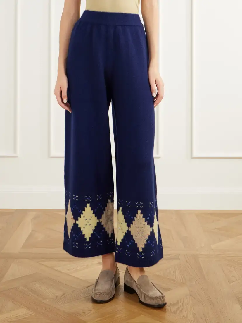 Calle Del Mar Argyle Cashmere Wide-leg Pants | Thumbnail 3 Calle Del Mar Argyle Cashmere Wide-leg Pants | Thumbnail 3