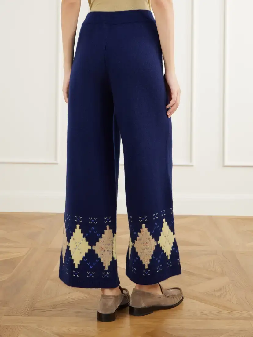 Calle Del Mar Argyle Cashmere Wide-leg Pants | Thumbnail 4 Calle Del Mar Argyle Cashmere Wide-leg Pants | Thumbnail 4