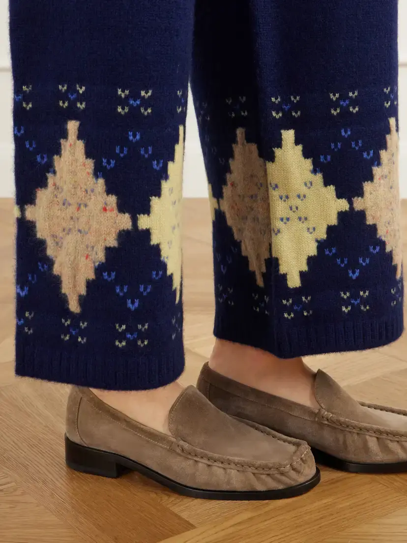 Calle Del Mar Argyle Cashmere Wide-leg Pants | Thumbnail 5 Calle Del Mar Argyle Cashmere Wide-leg Pants | Thumbnail 5