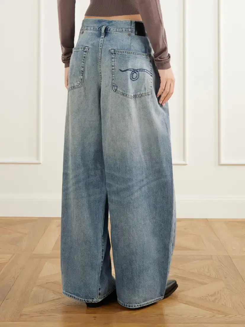 R13 Pleated Waistband Low-rise Wide-leg Jeans | Thumbnail 4 R13 Pleated Waistband Low-rise Wide-leg Jeans | Thumbnail 4