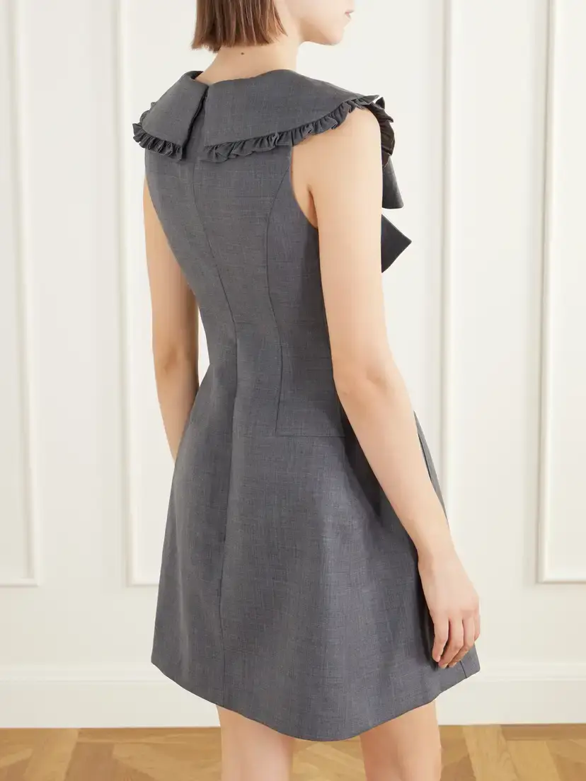 SHUSHU/TONG Bow-detail Ruffled Twill Mini Dress | Thumbnail 3 SHUSHU/TONG Bow-detail Ruffled Twill Mini Dress | Thumbnail 3