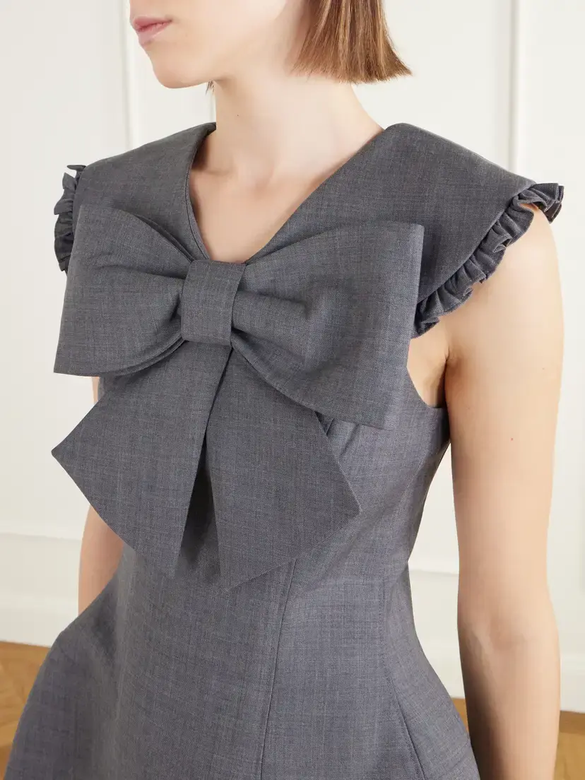 SHUSHU/TONG Bow-detail Ruffled Twill Mini Dress | Thumbnail 4 SHUSHU/TONG Bow-detail Ruffled Twill Mini Dress | Thumbnail 4