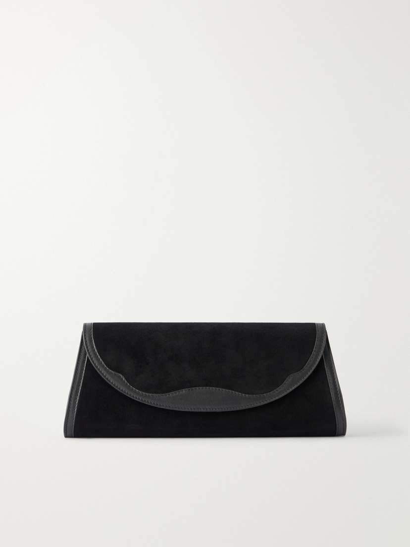 Hunting Season The Opera Leather-trimmed Suede Clutch