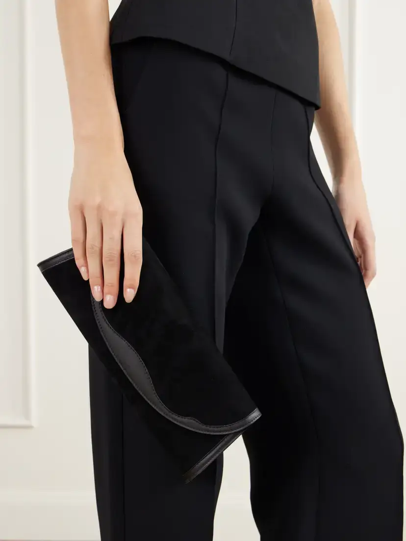 Hunting Season The Opera Leather-trimmed Suede Clutch | Thumbnail 2 Hunting Season The Opera Leather-trimmed Suede Clutch | Thumbnail 2