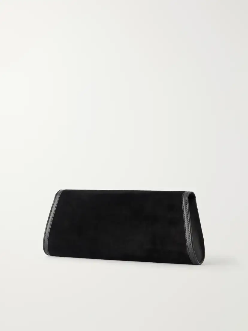 Hunting Season The Opera Leather-trimmed Suede Clutch | Thumbnail 4 Hunting Season The Opera Leather-trimmed Suede Clutch | Thumbnail 4