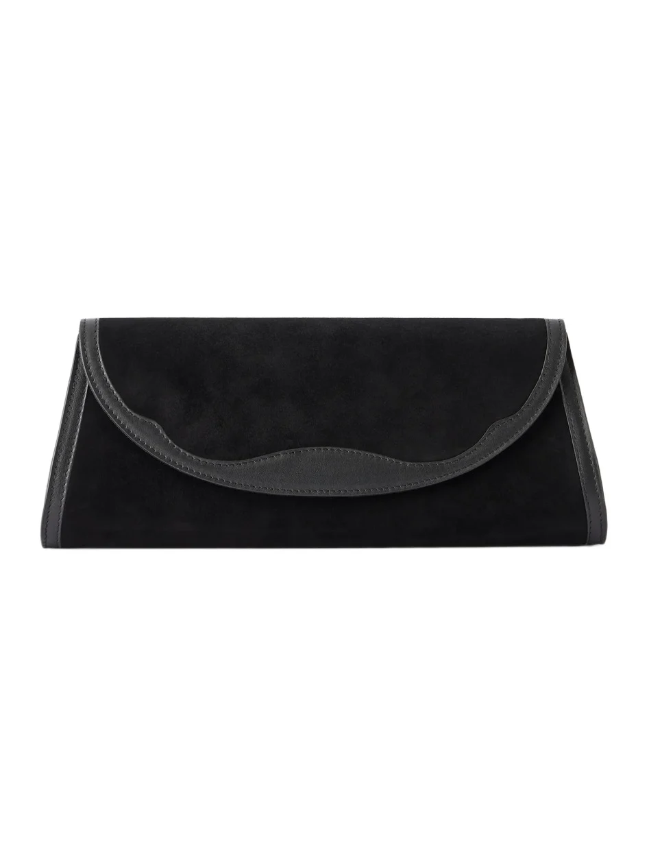 Hunting Season The Opera Leather-trimmed Suede Clutch
