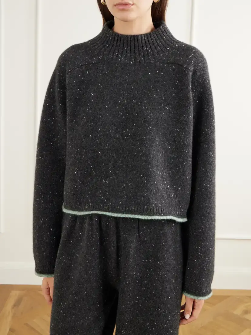 Calle Del Mar Cropped Donegal Cashmere Turtleneck Sweater | Thumbnail 3 Calle Del Mar Cropped Donegal Cashmere Turtleneck Sweater | Thumbnail 3