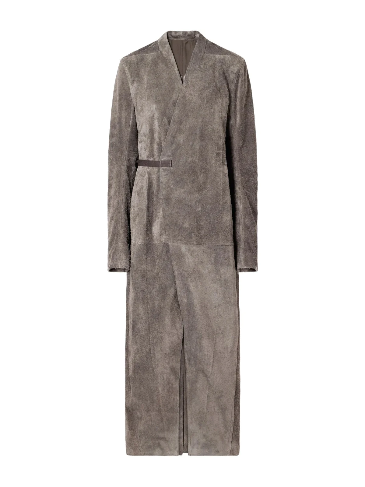 Rick Owens Belted Paneled Suede Wrap Coat