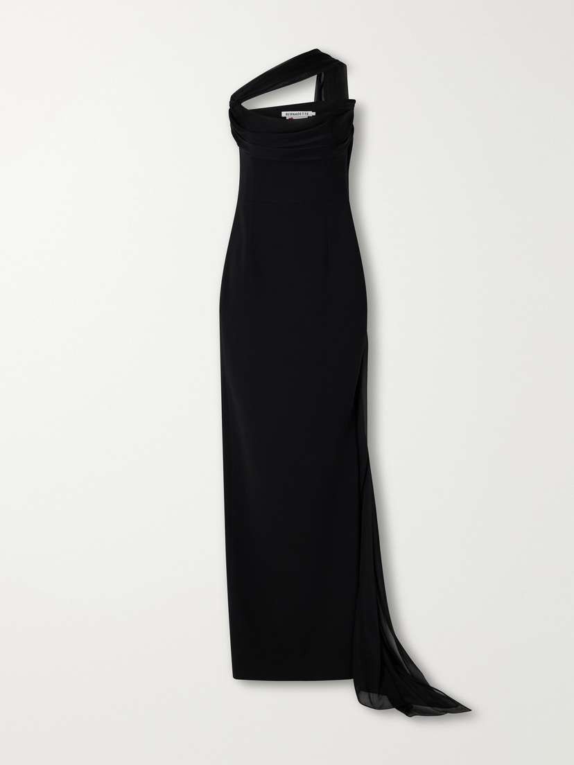 Julietta Scarf-detailed Strapless Chiffon-trimmed Crepe Gown Julietta Scarf-detailed Strapless Chiffon-trimmed Crepe Gown