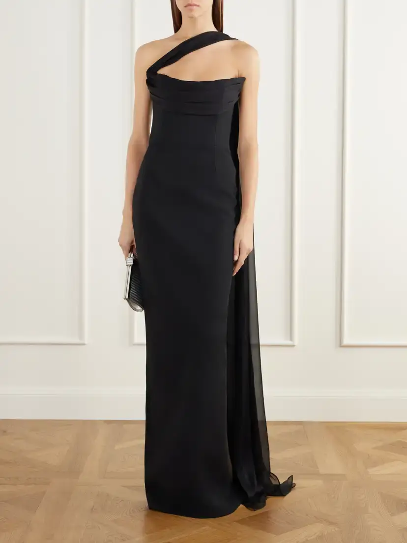 Ilkyaz Ozel Julietta Scarf-detailed Strapless Chiffon-trimmed Crepe Gown | Thumbnail 2