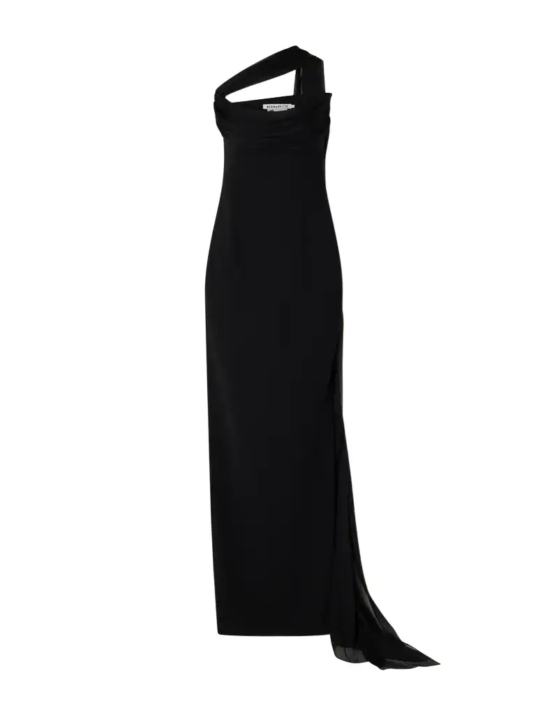 Ilkyaz Ozel Julietta Scarf-detailed Strapless Chiffon-trimmed Crepe Gown