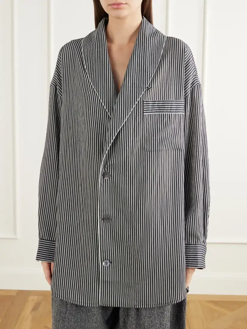 R13 Shawl-collar Striped Poplin Shirt | Thumbnail 3 R13 Shawl-collar Striped Poplin Shirt | Thumbnail 3