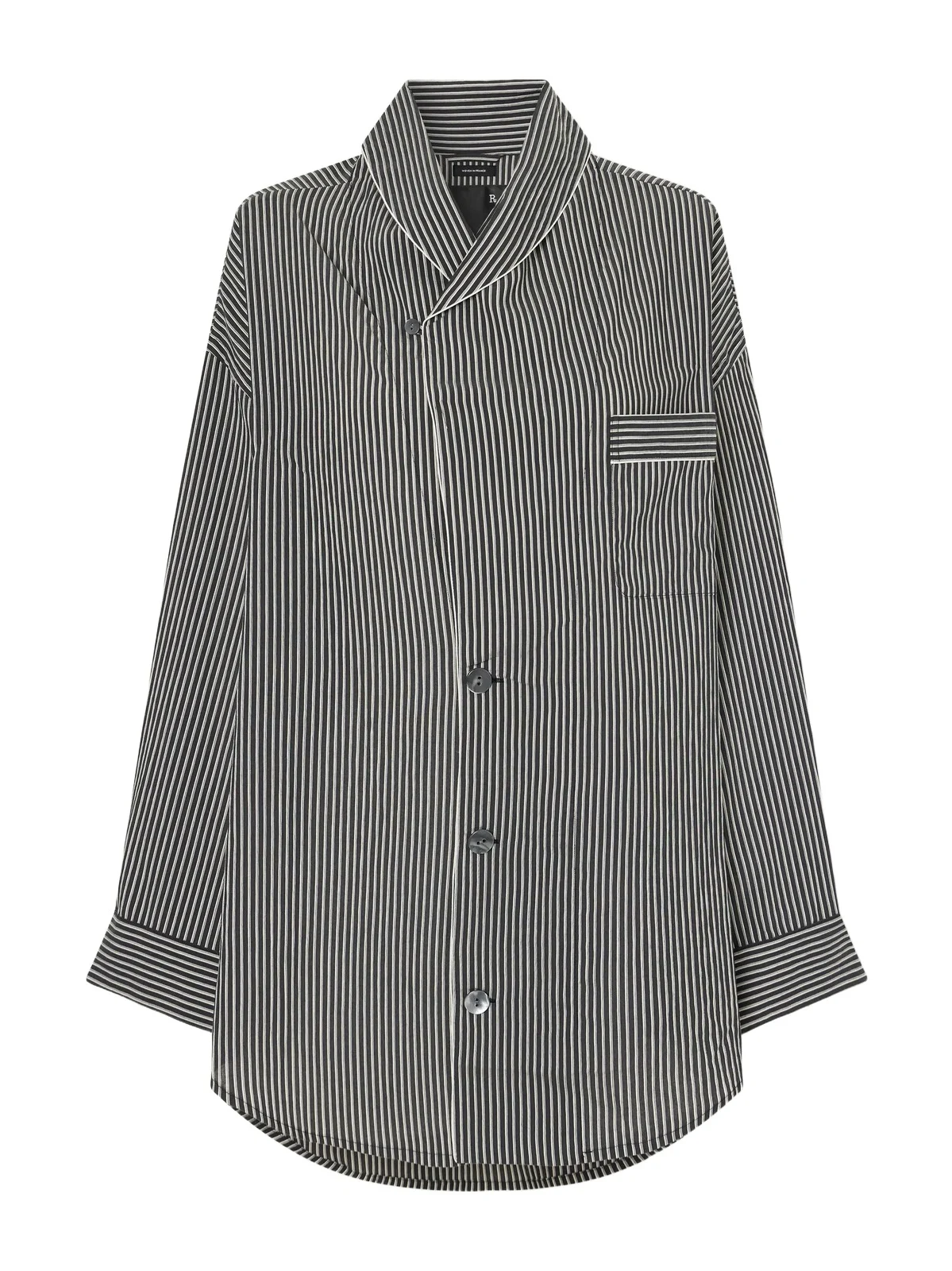 Shawl-collar Striped Poplin Shirt Shawl-collar Striped Poplin Shirt