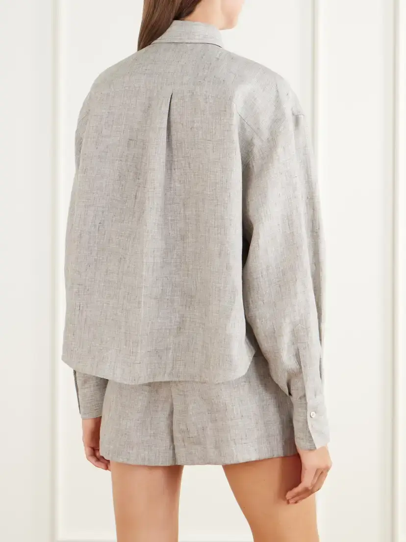 Brunello Cucinelli Cropped Linen-blend Twill Shirt | Thumbnail 4 Brunello Cucinelli Cropped Linen-blend Twill Shirt | Thumbnail 4