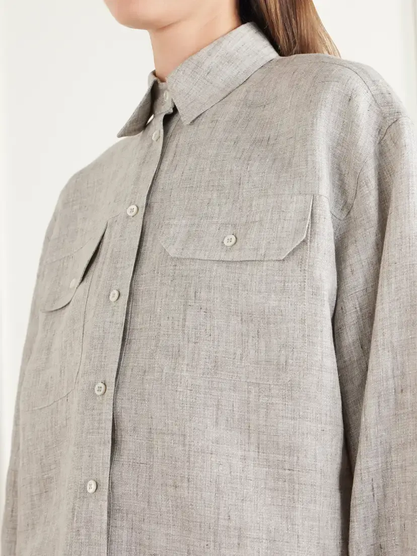 Brunello Cucinelli Cropped Linen-blend Twill Shirt | Thumbnail 5 Brunello Cucinelli Cropped Linen-blend Twill Shirt | Thumbnail 5