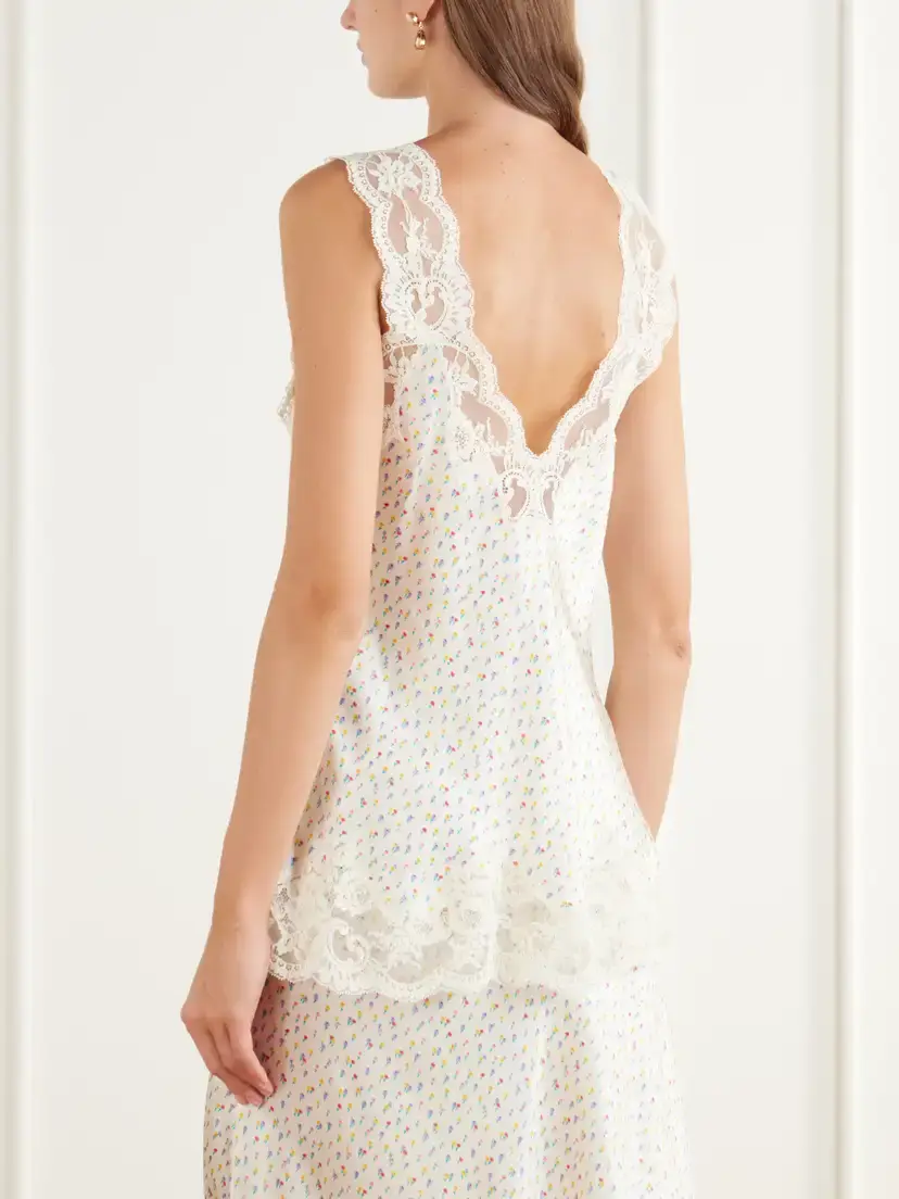 Rabanne Floral-print Lace-trimmed Silk-satin Cami | Thumbnail 3 Rabanne Floral-print Lace-trimmed Silk-satin Cami | Thumbnail 3