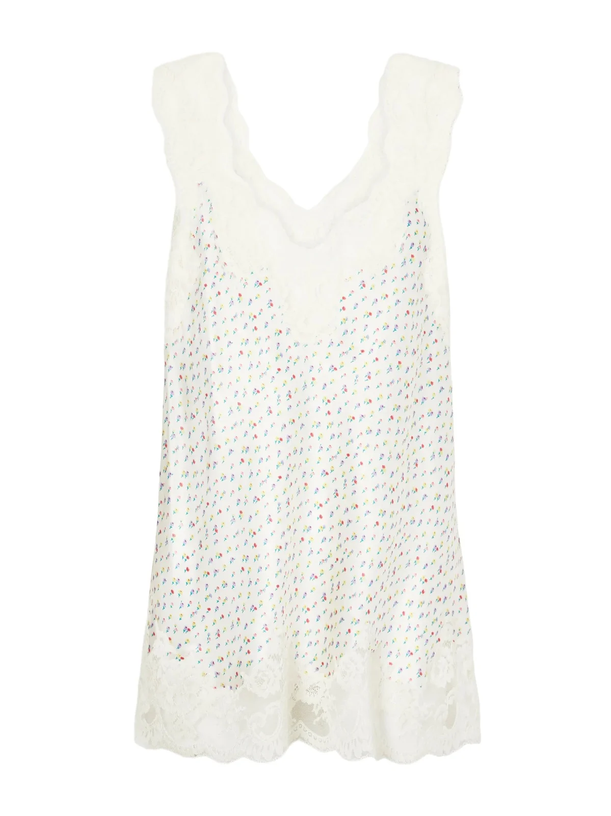 Rabanne Floral-print Lace-trimmed Silk-satin Cami