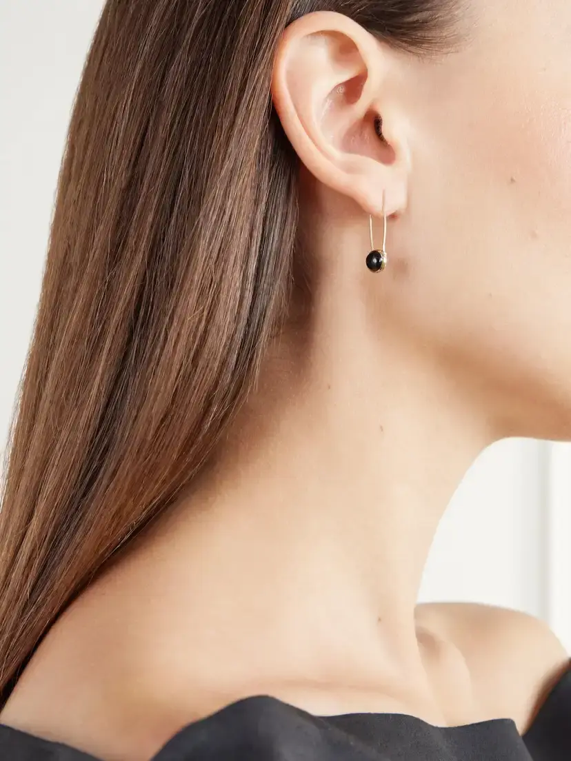Loren Stewart Cabochon Safety Pin 14-karat Gold And Onyx Earring | Thumbnail 2 Loren Stewart Cabochon Safety Pin 14-karat Gold And Onyx Earring | Thumbnail 2
