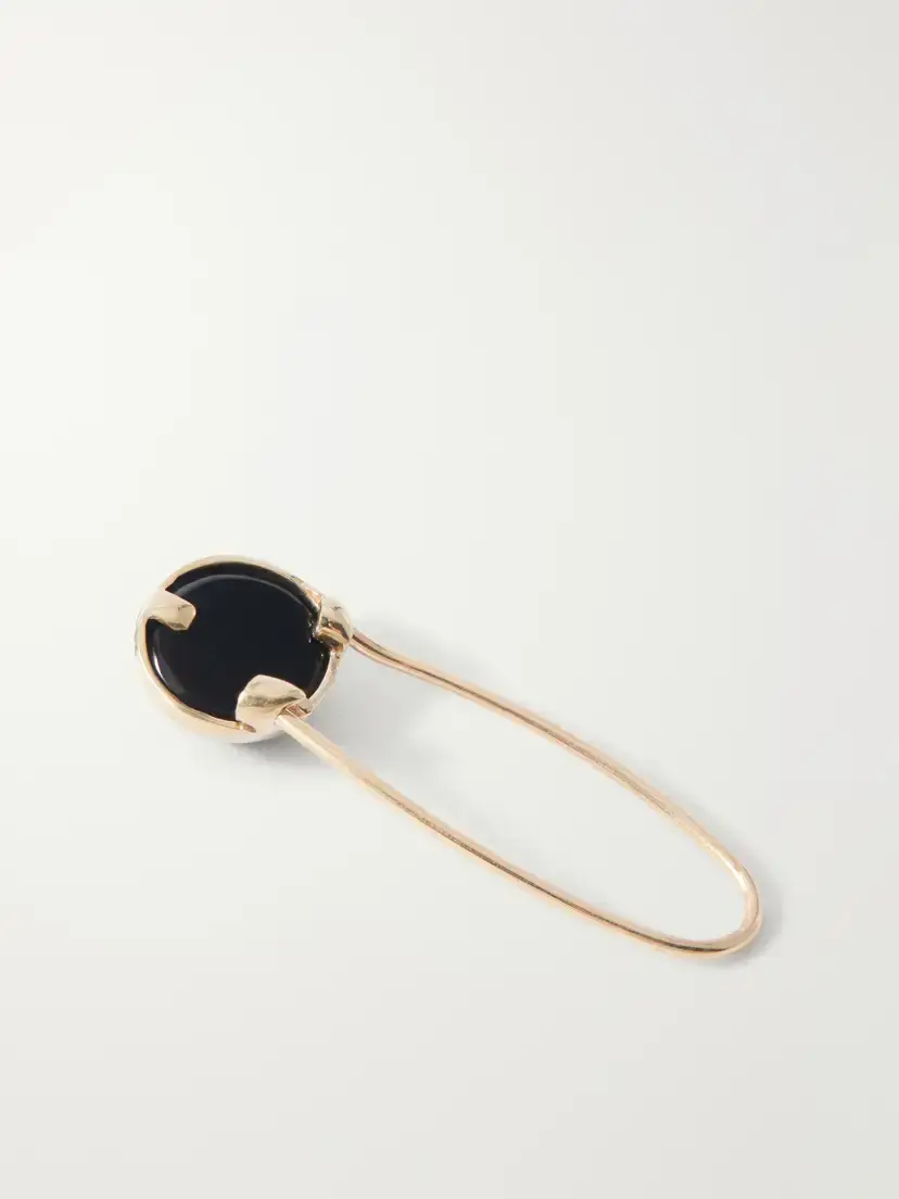 Loren Stewart Cabochon Safety Pin 14-karat Gold And Onyx Earring | Thumbnail 3 Loren Stewart Cabochon Safety Pin 14-karat Gold And Onyx Earring | Thumbnail 3