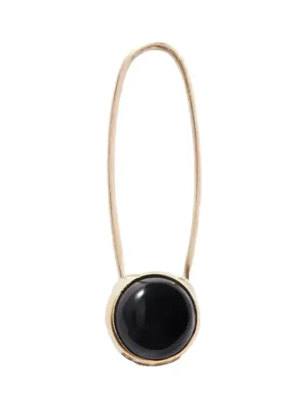 Cabochon Safety Pin 14-karat Gold And Onyx Earring