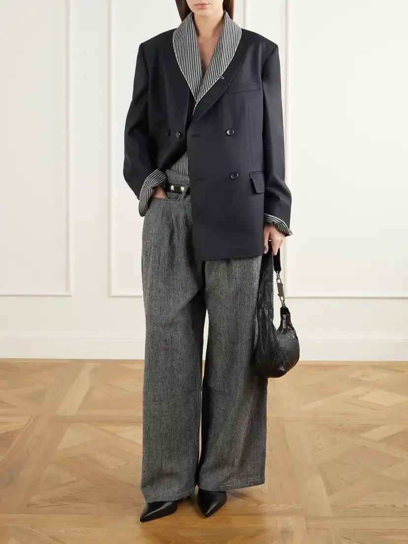 R13 Triple Pleat Brushed Wool-puppytooth Wide-leg Pants | Thumbnail 2
