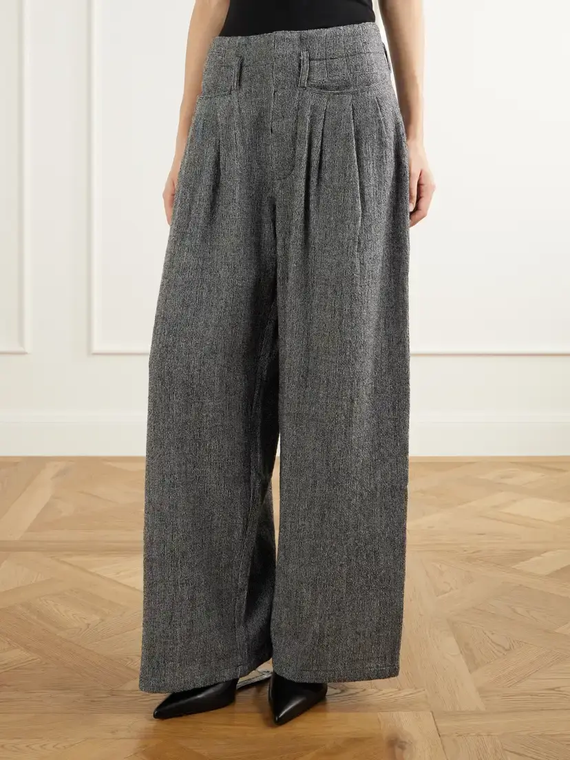 R13 Triple Pleat Brushed Wool-puppytooth Wide-leg Pants | Thumbnail 3