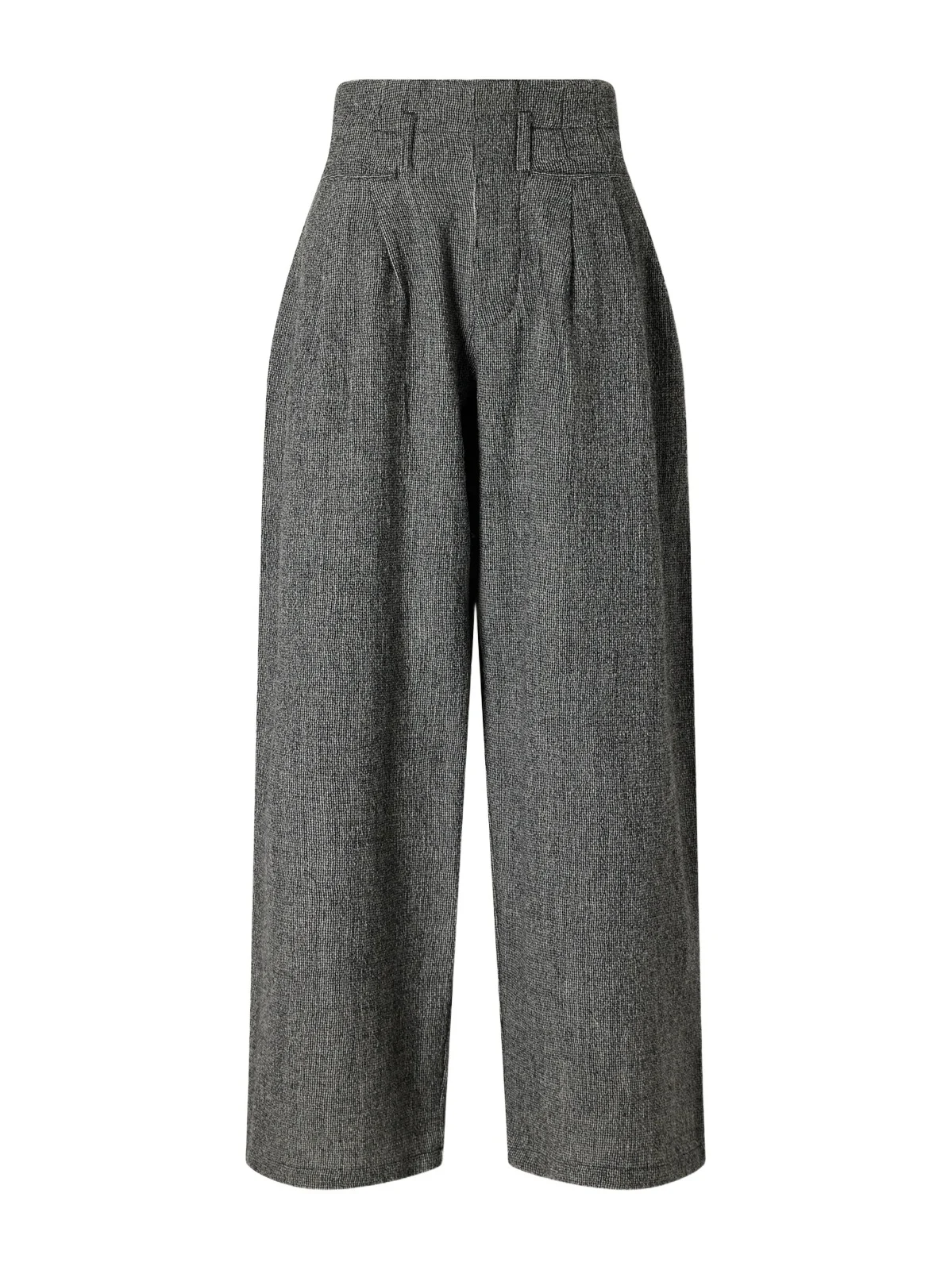 Triple Pleat Brushed Wool-puppytooth Wide-leg Pants