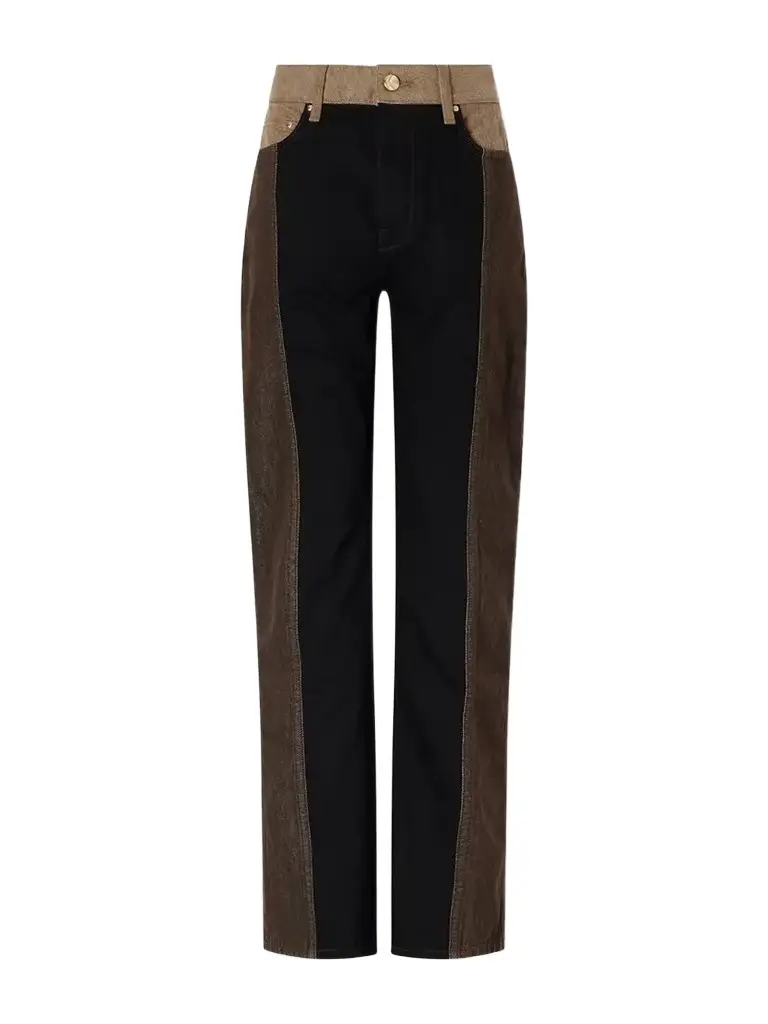 OSSOU Jane Paneled High-rise Straight-leg Jeans