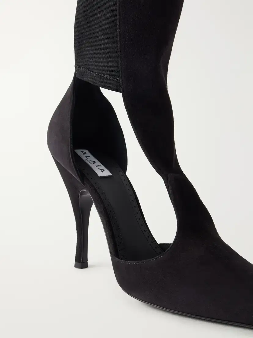 Alaïa Cuissardes 100 Suede And Stretch-knit Over-the-knee Boots | Thumbnail 5 Alaïa Cuissardes 100 Suede And Stretch-knit Over-the-knee Boots | Thumbnail 5