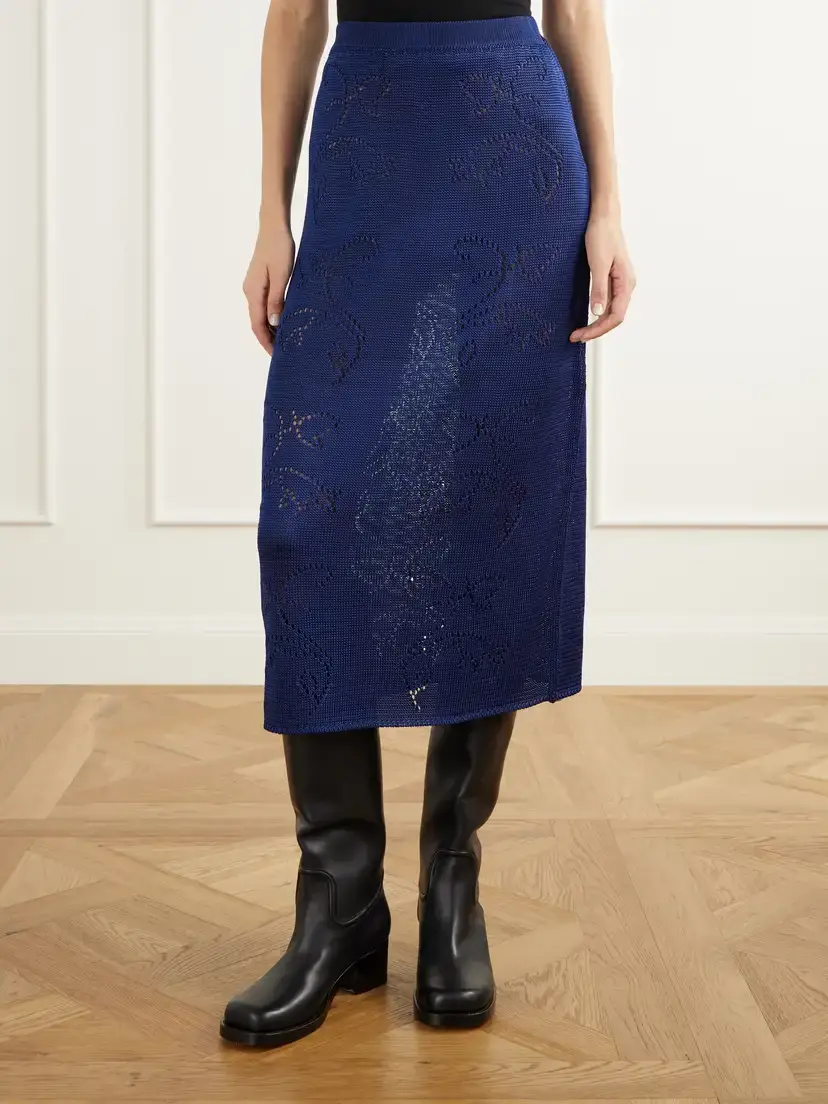 Calle Del Mar Squash Blossom Pointelle-knit Midi Skirt | Thumbnail 3 Calle Del Mar Squash Blossom Pointelle-knit Midi Skirt | Thumbnail 3