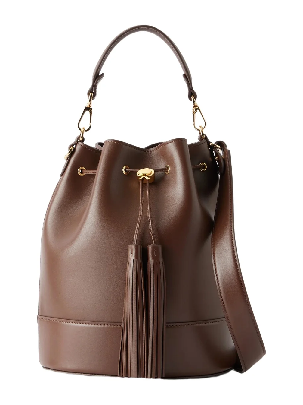 Gianvito Rossi Sienna Tasseled Leather Drawstring Bucket Bag