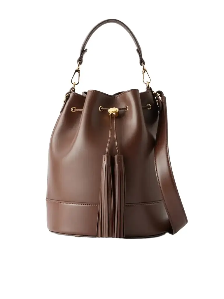 Gianvito Rossi Sienna Tasseled Leather Drawstring Bucket Bag