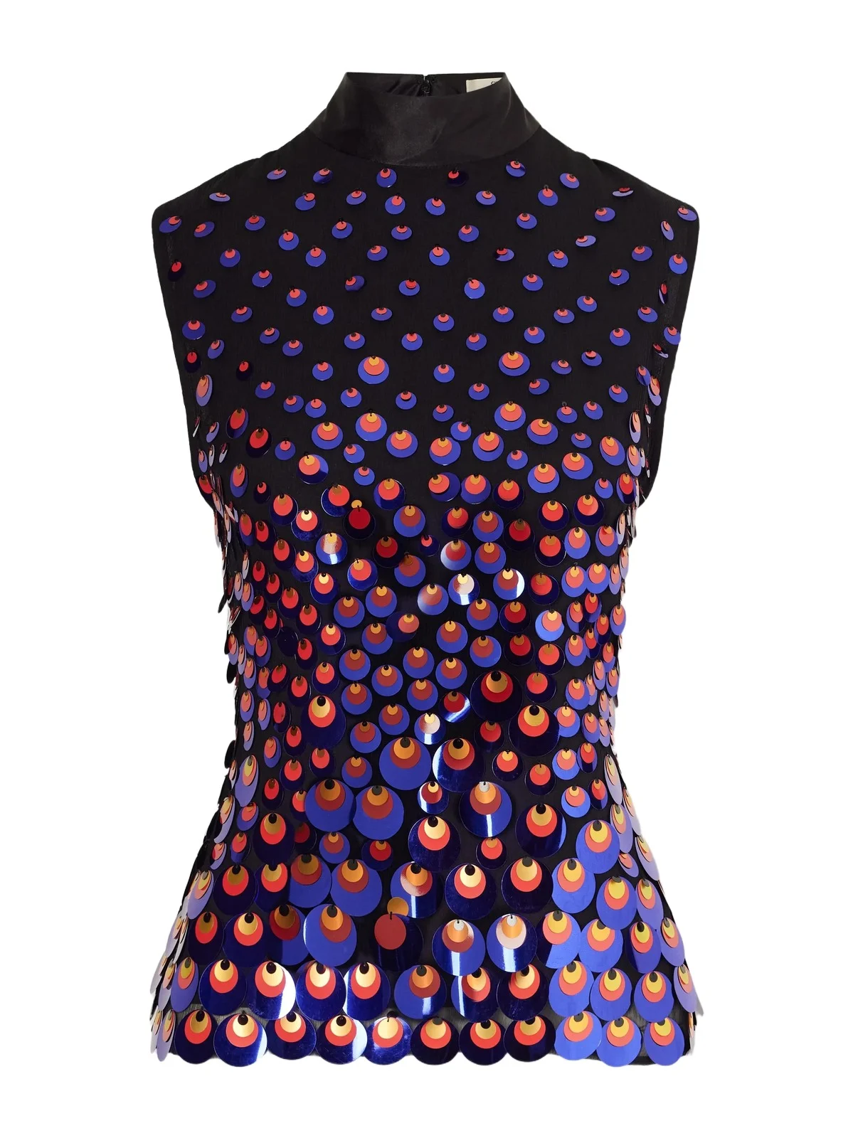 Christopher John Rogers Sequin-embellished Silk-crepon Turtleneck Top