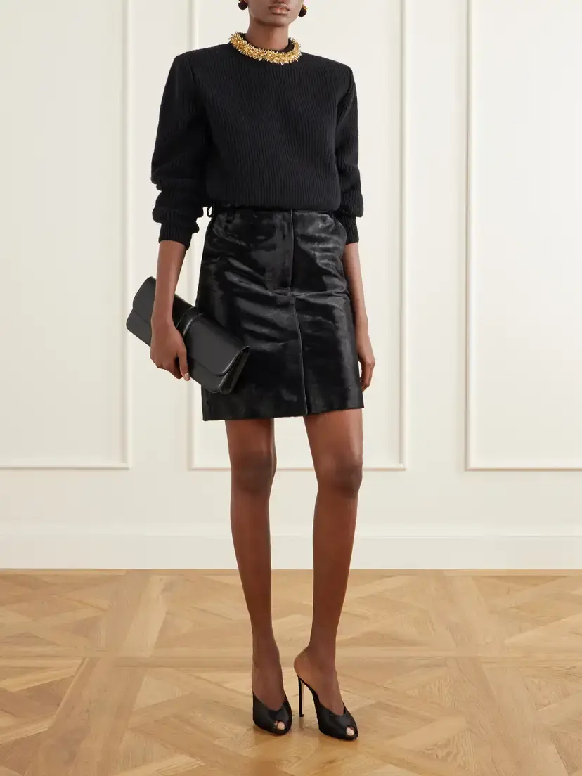 Balmain Embellished Ribbed Wool And Cashmere-blend Sweater - Black | Thumbnail 2 Balmain Embellished Ribbed Wool And Cashmere-blend Sweater - Black | Thumbnail 2
