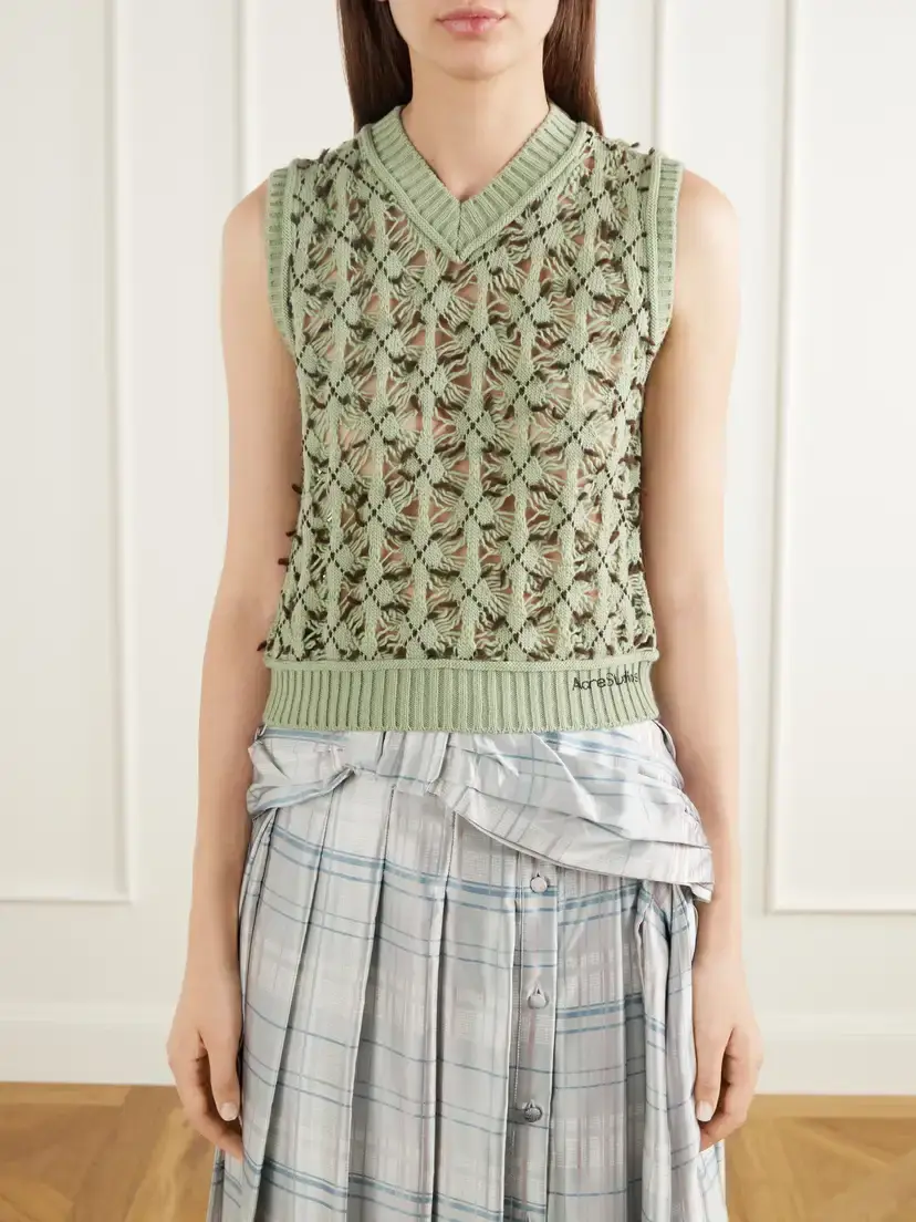 Acne Studios Laddered-argyle Open-knit Wool-blend Vest | Thumbnail 3 Acne Studios Laddered-argyle Open-knit Wool-blend Vest | Thumbnail 3