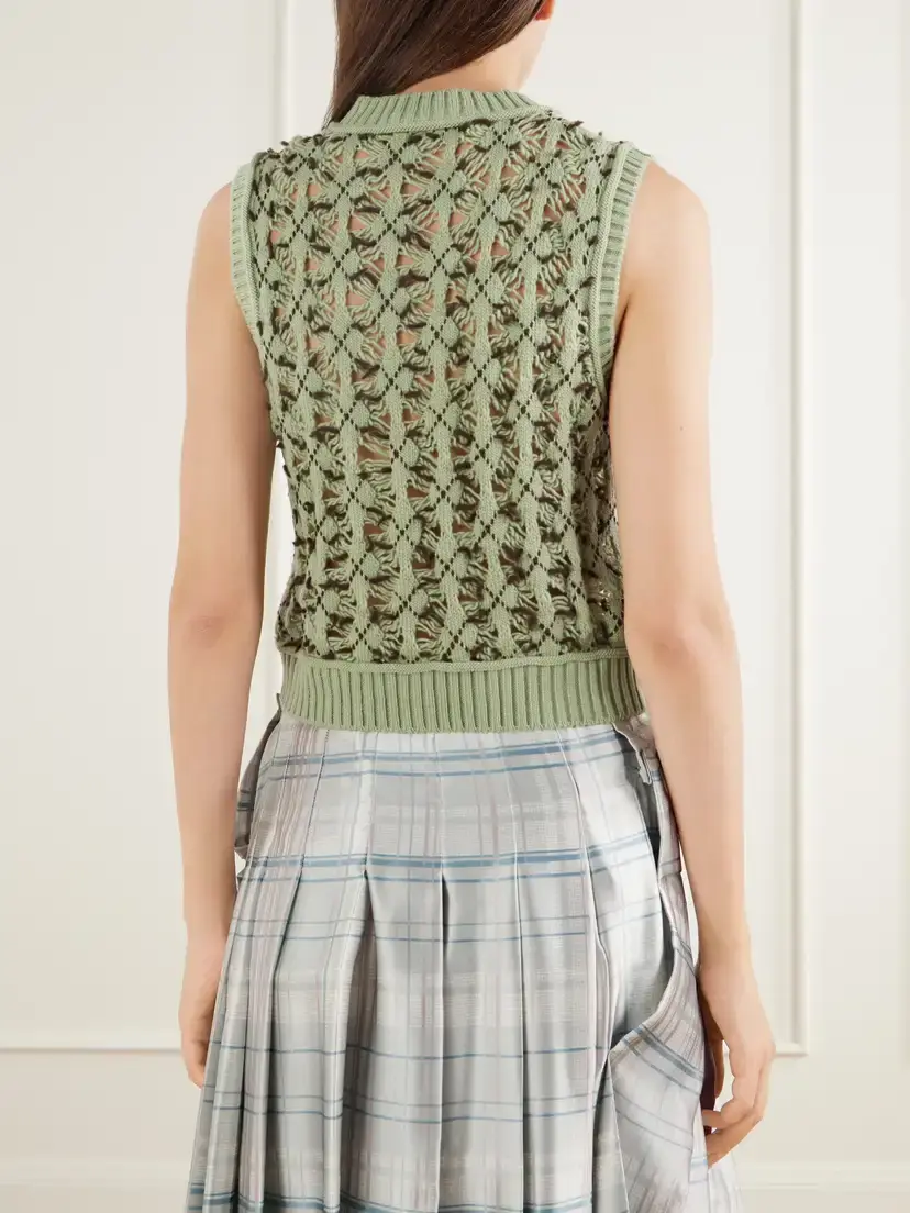 Acne Studios Laddered-argyle Open-knit Wool-blend Vest | Thumbnail 4 Acne Studios Laddered-argyle Open-knit Wool-blend Vest | Thumbnail 4
