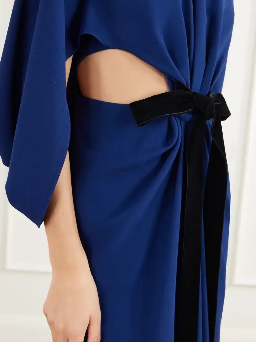 Simkhai Annette Cape-effect Bead-embellished Gathered Velvet-trimmed Crepe Gown | Thumbnail 5 Simkhai Annette Cape-effect Bead-embellished Gathered Velvet-trimmed Crepe Gown | Thumbnail 5
