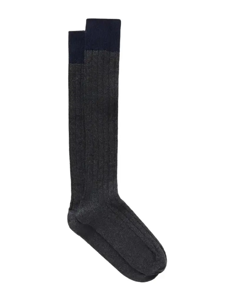 Johnstons of Elgin Ainsley Two-tone Cashmere-blend Socks
