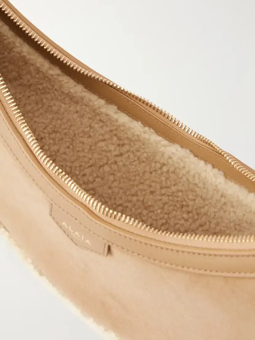 Alaïa Demi Lune Shearling-trimmed Suede Shoulder Bag | Thumbnail 5